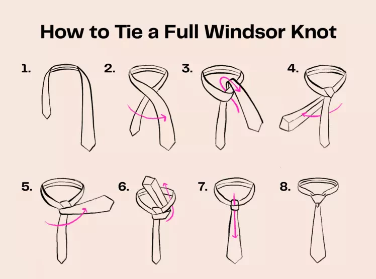 Steps for Tying a Full Windsor Knot